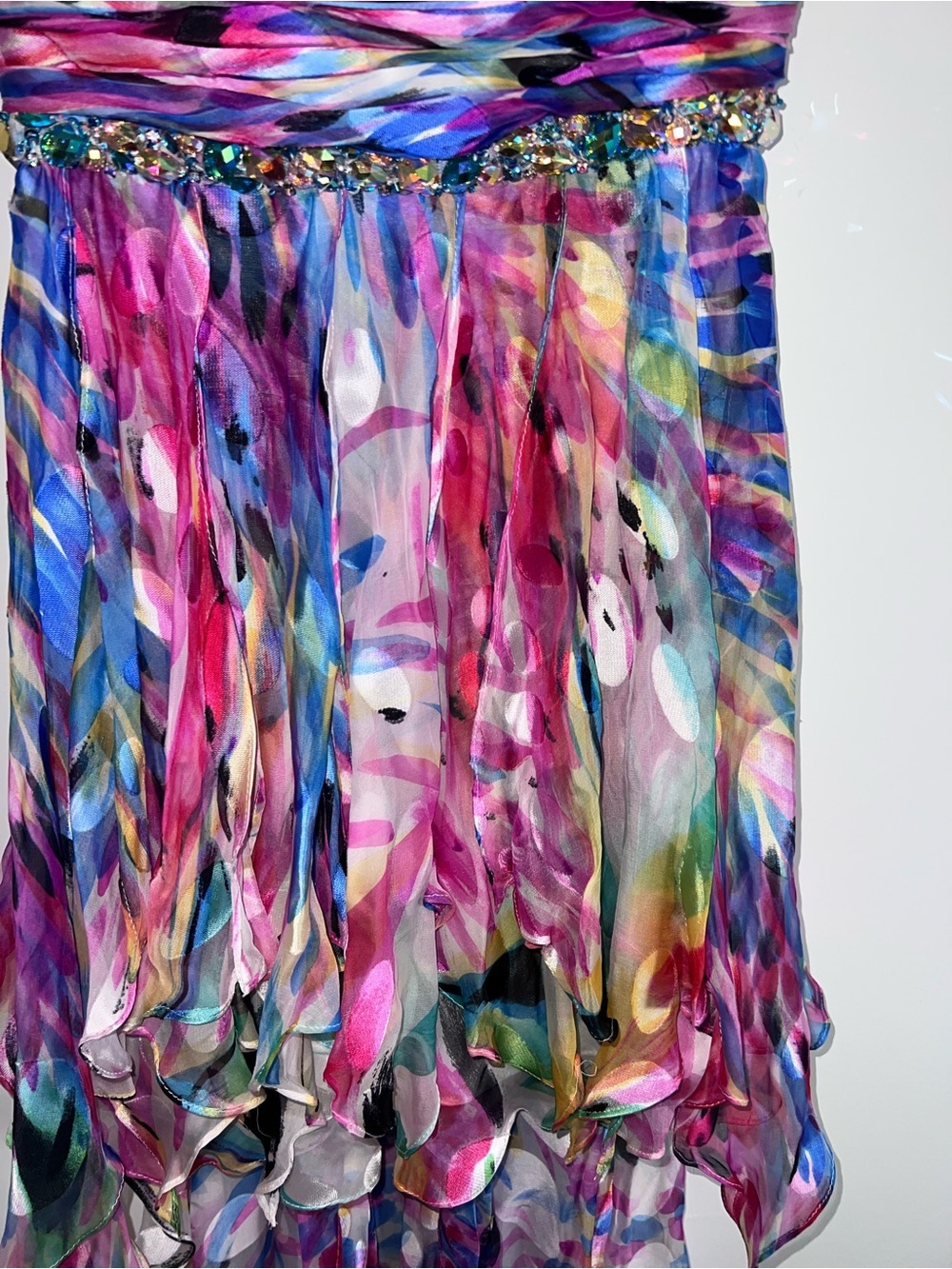Vintage Lafemme colorful fairy ruffles silk dress size 2 - Picture 8 of 14
